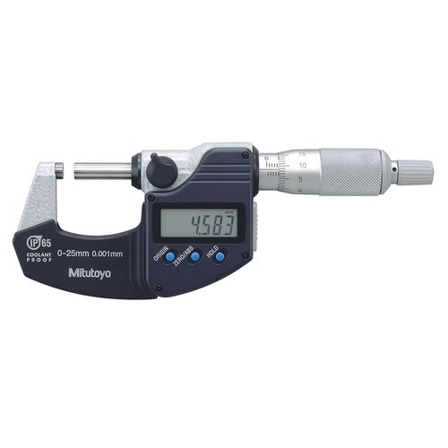 Micrômetro Externo Digital 0-25mm Resolução 0,001mm Proteção IP65 com Saída de Dados Mitutoyo 293-230-30