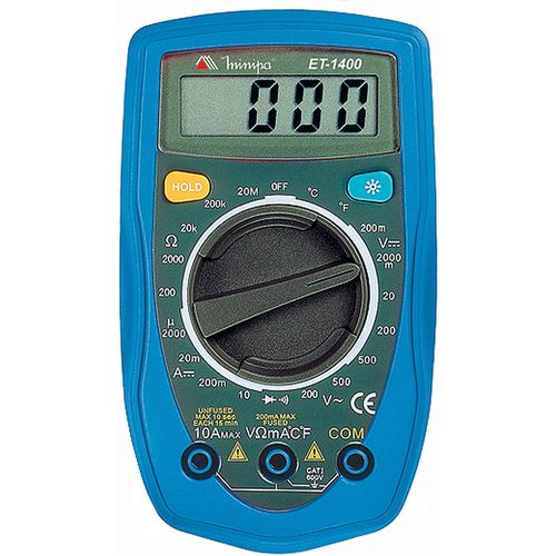 Multímetro Digital AC DC 20MOhms com Temperatura Data Hold Minipa ET-1400