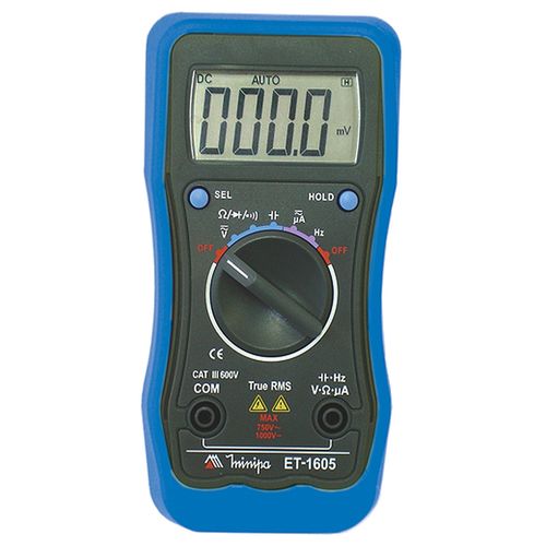 Multímetro Digital AC DC CAT III 5/6 Dígitos True RMS Minipa ET-1605