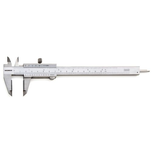 Paquímetro Universal com Faces de Medição (Bicos e Orelhas) em Metal Duro Capacidade 150mm/6" Resolução de 0,05mm Digimess 100.028