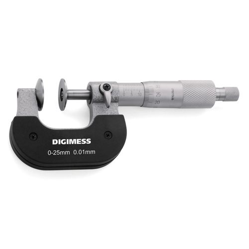 Micrômetro Externo para Medir Espessura de Dentes de Engrenagens Capacidade 25-50mm Resolução de 0,01mm Rotativo Digimess 110.352