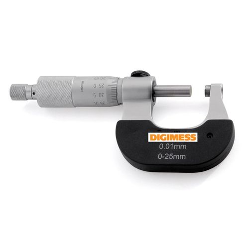 Micrômetro Externo para Canhotos Capacidade 0-25mm Resolução de 0,01mm Digimess 110.455