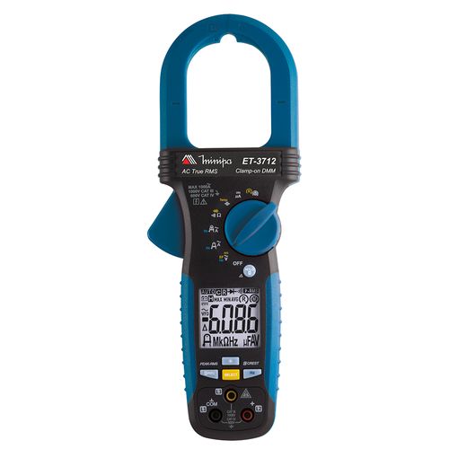 Alicate Amperímetro Digital CAT IV 600V True RMS EF Filtro Passa Baixa Linha Viva Função Rotação de Fase Minipa ET-3712