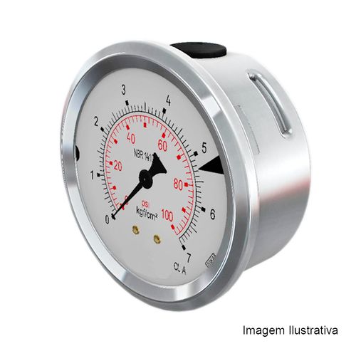 Manômetro Total Inox Ø63mm Classe A1 Escala Dupla 0 a 16kgf/cm² Rosca 1/4"NPT Angular Novotest.br TECN-700.63A16