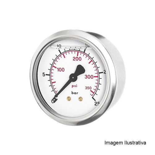 Manômetro Total Inox Glicerinado Ø63mm Classe A1 Escala Dupla 0 a 70kgf/cm² Rosca 1/4"NPT Angular Novotest.br TECN-750.63A70
