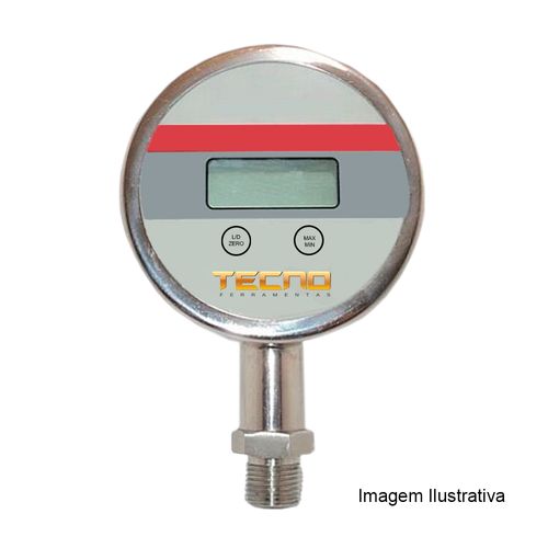 Manômetro Digital 3½ Dígitos Mostrador Ø100mm Total Inox Rosca de 1/2"BSP 0 a 100MCA Reto Novotest.br TEC1000.100R100MCA