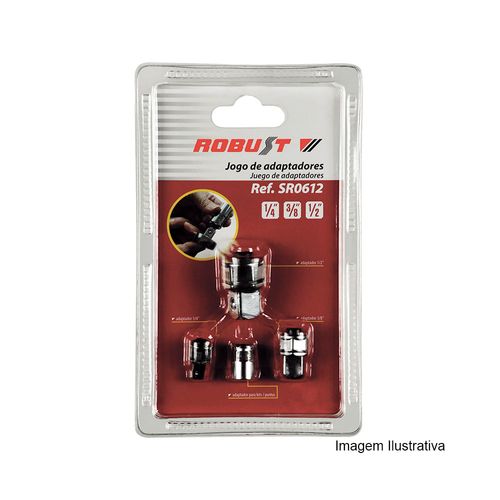 Jogo de Adaptadores Para Soquetes e Bits 4 Peças Ref SR0612 Robust 060.330