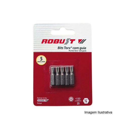 Bits Perfil Torx com Guia 5 Bits Ref B625-TB15-05 Robust 061.845