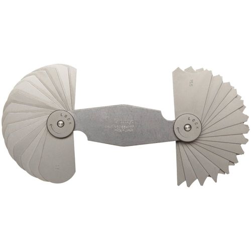 Calibrador de Raio com Capacidade 15,5 - 20mm, Passo 0,5 e 1mm, 30 lâminas, Mitutoyo 186-107