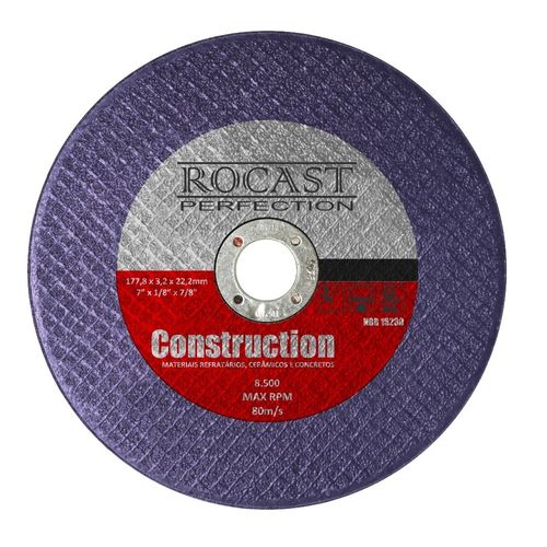 Disco de Corte - Construction - 4,1/2" x 1/8" x 7/8" - Ref. CONSTRUCTION Rocast 135,0001