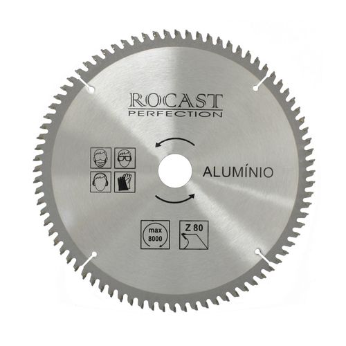 Serra Circular com Pastilha de Metal Duro para Madeira - Aluminio - 250mm x 80 D - Ref. ALUMINIO Rocast 120,0001