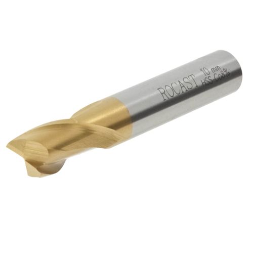 Fresa de Topo com Haste Cilíndrica em Aço Rápido com 8% de Cobalto e Tratamento de Titânio 2 Cortes (HSS-Co-Tin) 9,50mm Ref. 327 B Rocast 260,0016