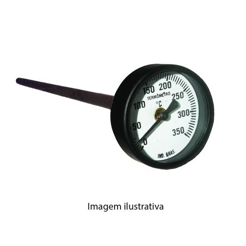 Termômetro Bimetálico Caixa de Aço Estampado Escala 0-500°C Ø80mm ØRosca 1/2" BSP ØHaste 3/8" Saída Angular Novotest.br ATER-80H300A500