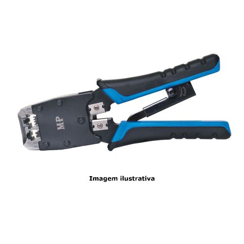 Alicate para Crimpar RJ11/45 6X2, 6X4, 6X6, 8X8 com Catraca Profissional Mega Polo MP-500R