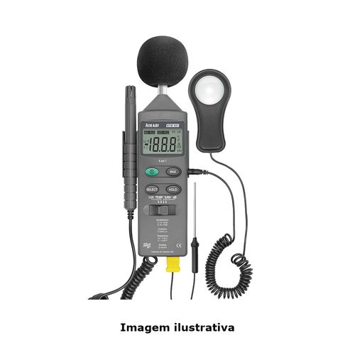 Medidor 4 em 1 Decibelimetro Luxímetro Temperatura e Umidade Ref. 21N132 Hikari HTM-401