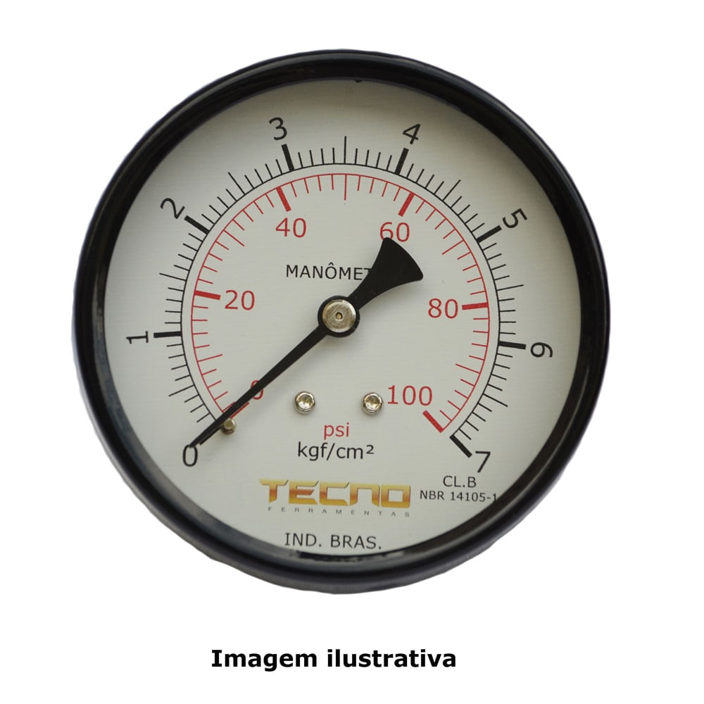 Manômetro Caixa Aço Carbono Interno De Latão Ø100mm Classe B Escala ...
