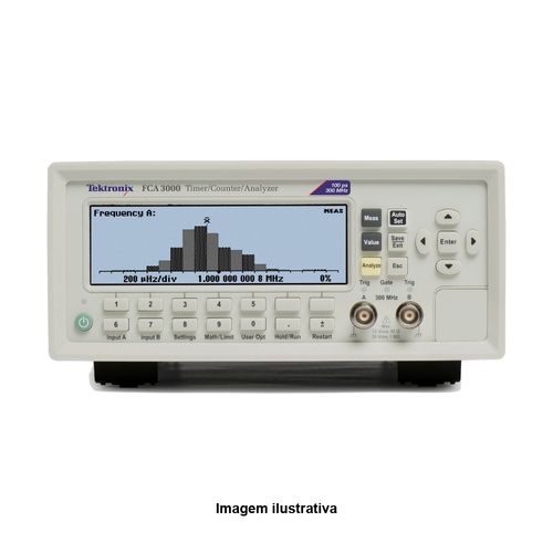 Frequencímetro Faixa de Frequência 400 MHz, 3 GHz, 20 GHz Resolução 100ps 12 digitos Interface USB e GPIB Ref. FCA3000 Tektronix FCA3000