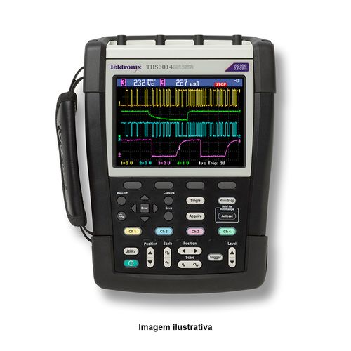 Osciloscópio de Canais Isolados 4 canais 100MHz Amostragem de 2.5GS/s por Canal Tektronix THS3014