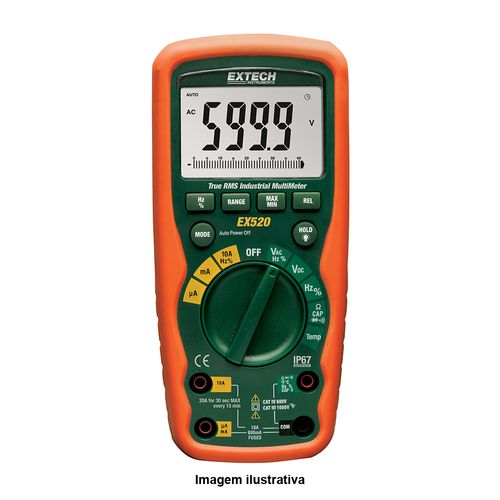 Multímetro Industrial True RMS para Serviços Pesados com 11 Funções Extech EX520