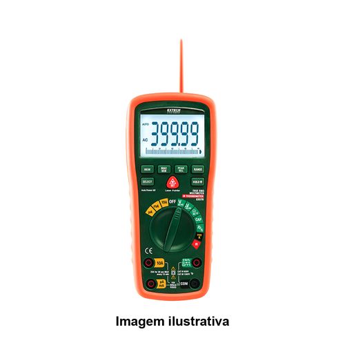 Multímetro industrial True RMS com 12 funções com termômetro IV / Tipo K e Visor de LCD com Dígitos Grandes Extech EX570