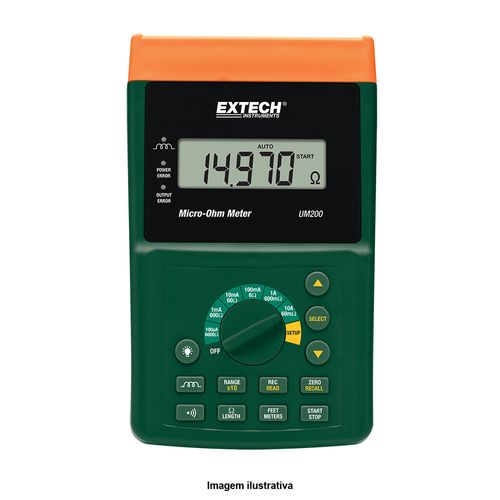 Medidor de Micro-Ohm de Alta Resolução Capacidade 400MicroOhm a 6KOhm Extech UM200