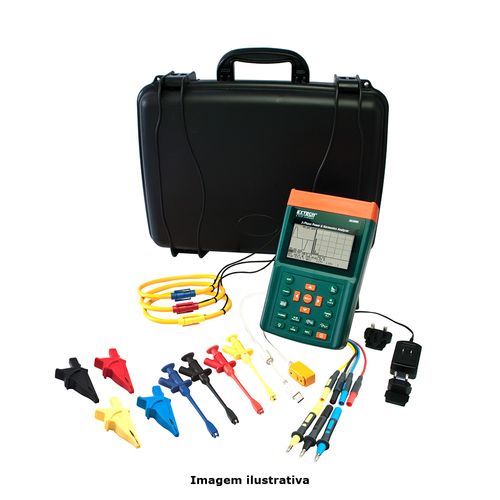 Kit Analisador de Harmônicos e Energia Trifásica Capacidade Corrente AC 1200A Tensão AC 600V Extech PQ3350-1