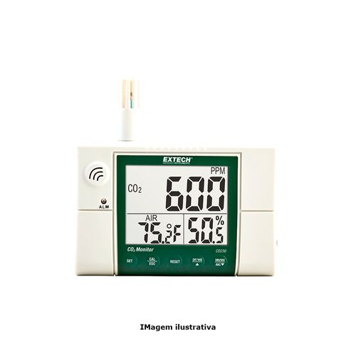 Medidor de Dióxido de Carbono CO2 Capacidade 0 a 9999ppm Monitora a Qualidade do Ar Extech CO230