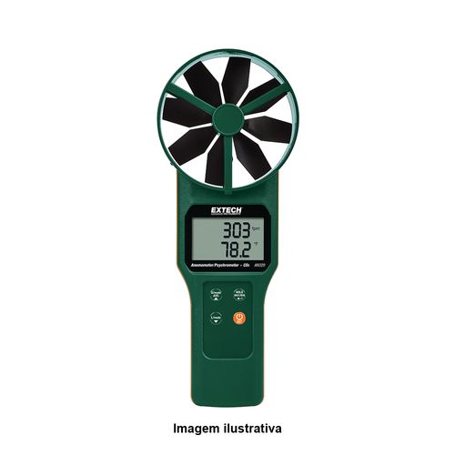 Medidor de Velocidade do Ar Fluxo de Ar Umidade Relativa Bulbo Úmido Ponto de Condensação e CO2 Extech AN320