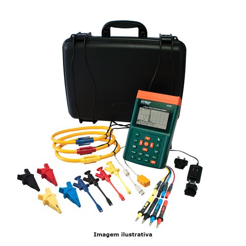 Kit Analisador de Harmônicos e Energia Trifásica Capacidade Corrente AC 3000A Tensão AC 600V Extech PQ3350-3