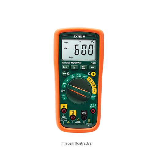 Multímetro True RMS com 11 Funções Detector de Tensão Sem Contato Extech EX350