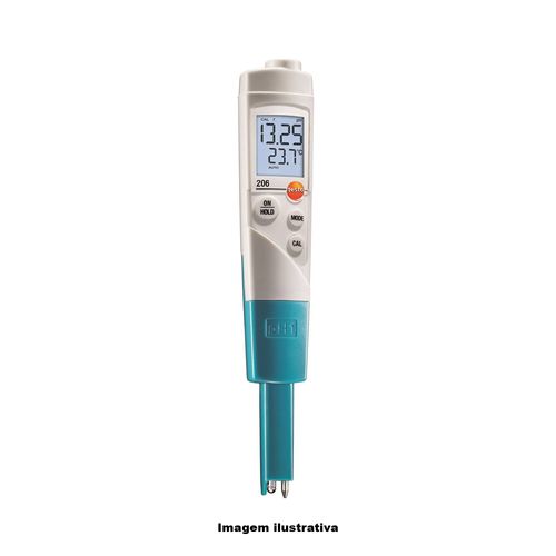 Phmetro Capacidade 0 a 14pH com Termômetro Capacidade 0 a 60°C Portátil para Líquidos Ref. 0563 2061 Testo 206-pH1