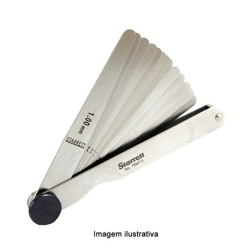 Calibrador de Folga Capacidade 0,05 a 1,00mm Comprimento 100mm 13 Lâminas Afiladas Starrett 76mts