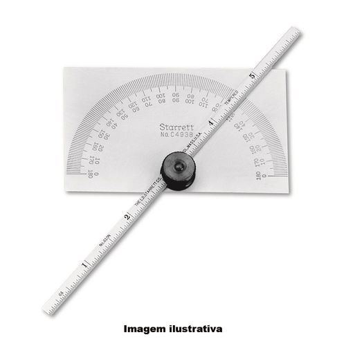 Transferidor Grau Retangular Régua Móvel Capacidade 150mm 6'' Starrett C493meb