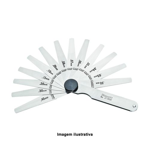 Calibrador de Folga Capacidade 0,03 a 0,50mm Espessura 77mm 13 Lâminas Afiladas Starrett 173mat