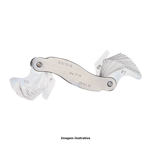 Calibrador de Rosca Bsw Capacidade 3.1/2-60fpp Pente com 30 Lâminas com Parada Positiva Padrão Whitworth 55° Starrett 476