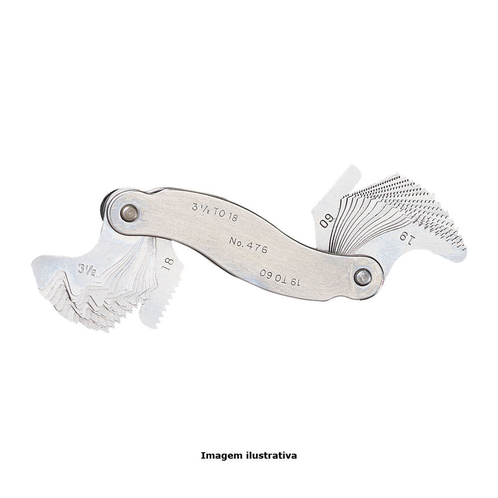 Calibrador de Rosca Bsw Capacidade 3.1/2-60fpp Pente com 30 Lâminas com Parada Positiva Padrão Whitworth 55° Starrett 476