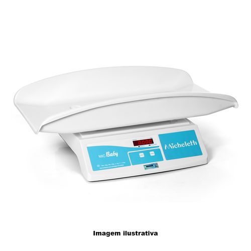 Balança Eletrônica Para Bebês Capacidade 15kg Resolução 5g Conexão Rs-232 com Concha de Plastico Abs Ref. Mic-Baby Abs Micheletti 120.106.003
