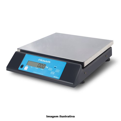 Balança Pesadora Capacidade 60kg Resolução 10g com Bateria Tela Lcd Visor na Base Ref. Tavola60 Micheletti 120.108.008