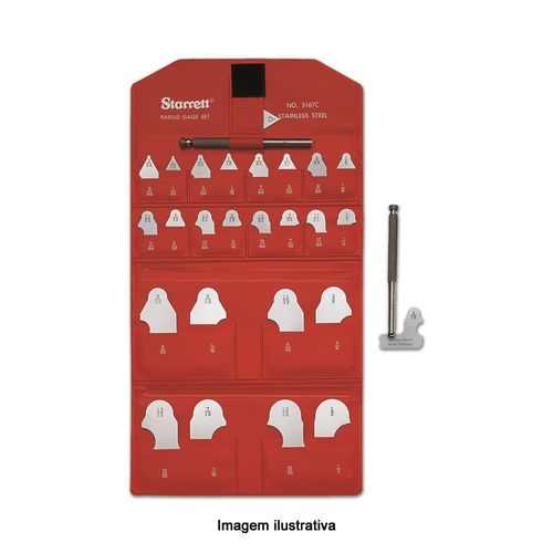 Jogo de Calibradores de Raio Capacidade 0,5-15mm Com Cabo Jogo com 22 Lâminas Starrett S167MCHZ