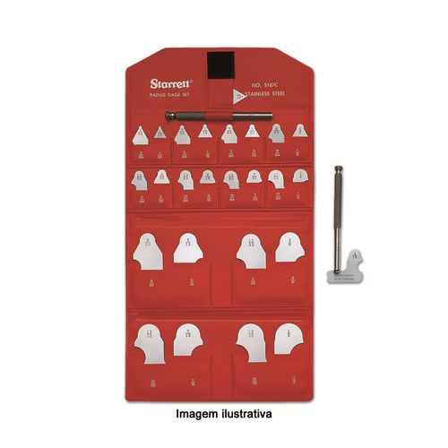 Jogo de Calibradores de Raio Capacidade 1 a 7mm Sem Cabo Jogo com 13 Peças Starrett S167MAHZ