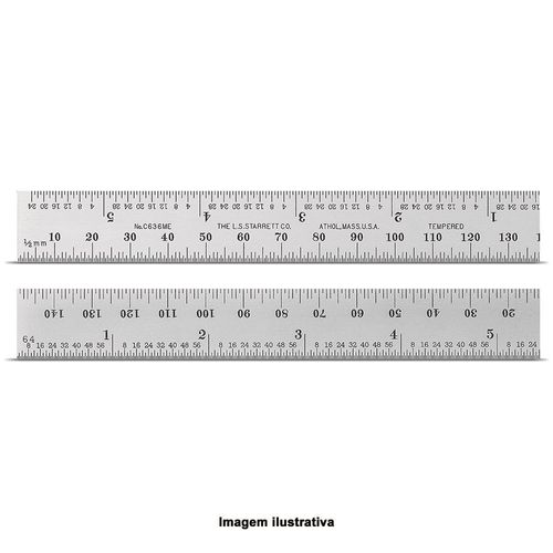 Escala de Aço Fosca Capacidade 150mm Graduação 0,5-1,0mm Starrett C635-150