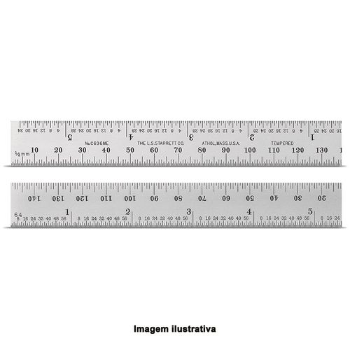 Escala de Aço Fosca Capacidade 300mm Graduação 0,5-1,0mm Starrett C635-300