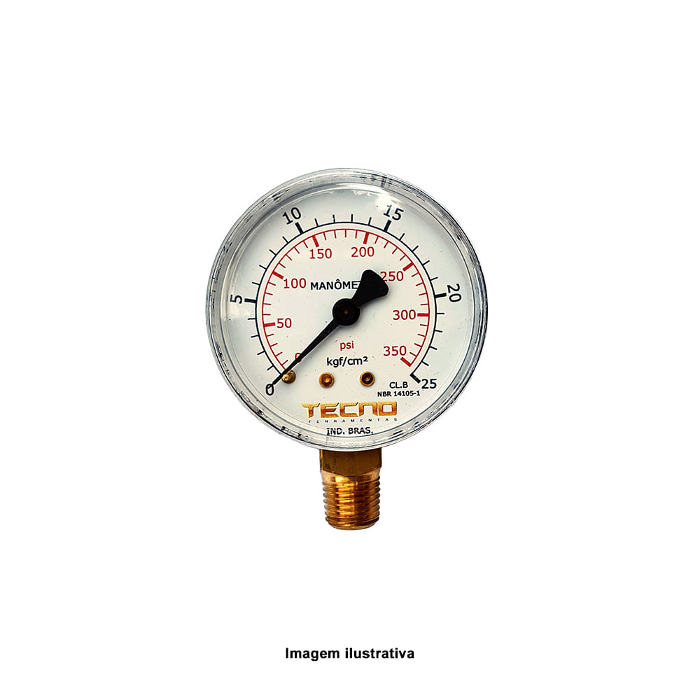 Manômetro Caixa Aço Carbono Interno De Latão Glicerinado Ø63mm Classe B ...