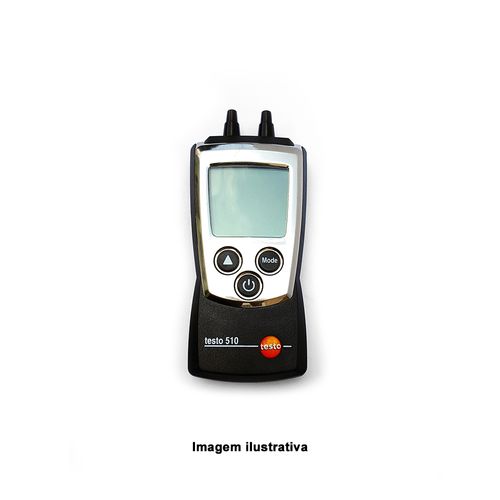 Manômetro de Pressão Diferencial Capacidade 0-100 hPa com capa de proteção e kit de mangueiras com adaptador Ref. 0563 0510 Testo 510
