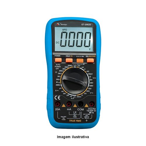 Multímetro Digital CAT III com Indutância Frequência Temperatura e Capacitância Minipa ET-2082D