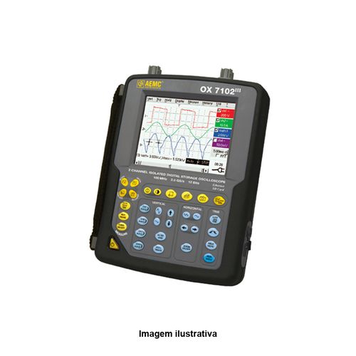 Osciloscópio Portátil 2 Canais Largura de Banda 100MHz Tela 320x240px Touch Screen Memória 50000 Pontos por Canal Megabras OX7102
