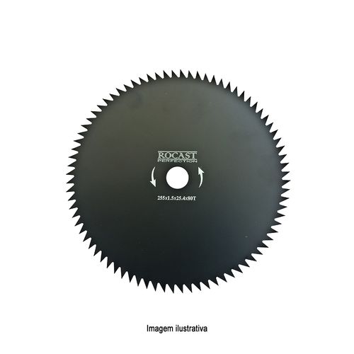 Lâmina para Roçadeiras 80 dentes 255mm Espessura 1,5mm Furo 25,4mm Rocast 305,0004