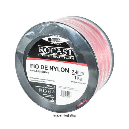 Fio de Nylon para Roçadeiras Bitola 2.4mm Rolo 240m Rocast 310,0004