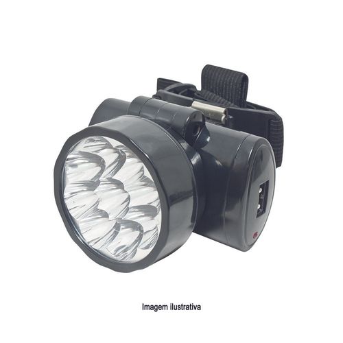 Lanterna para Cabeça 9 LEDs Recarregável Bivolt Noll 351,0003