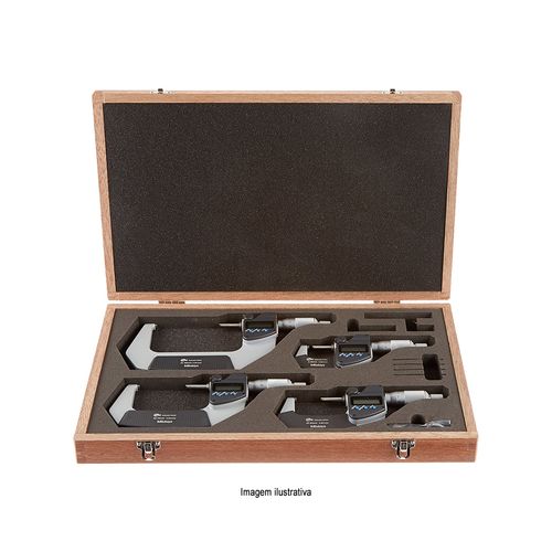 Jogo com 4 Micrômetros 0 a 100mm x 0,001mm IP65 com Saída de Dados Mitutoyo 293-963-30